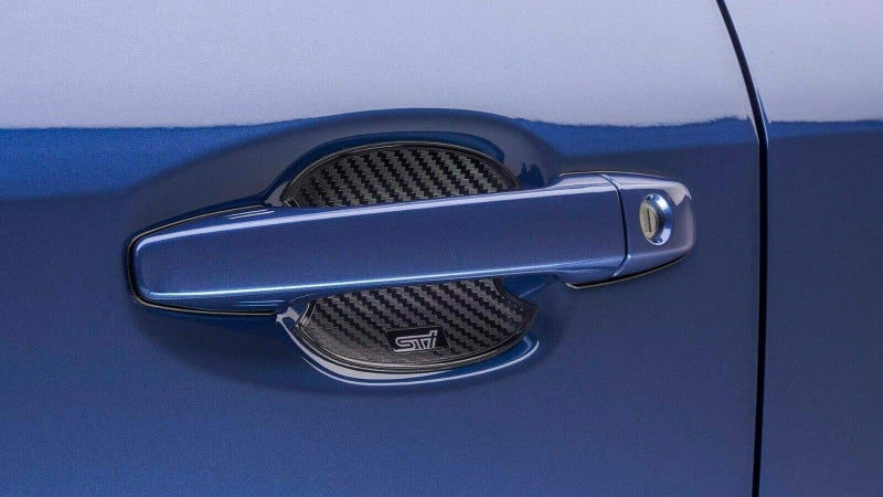 Subaru STi Logo Door Handle Cup Protector Set of 4 Impreza Crosstrek Ascent Carbon Fiber Look J1210FL500 Genuine OEM