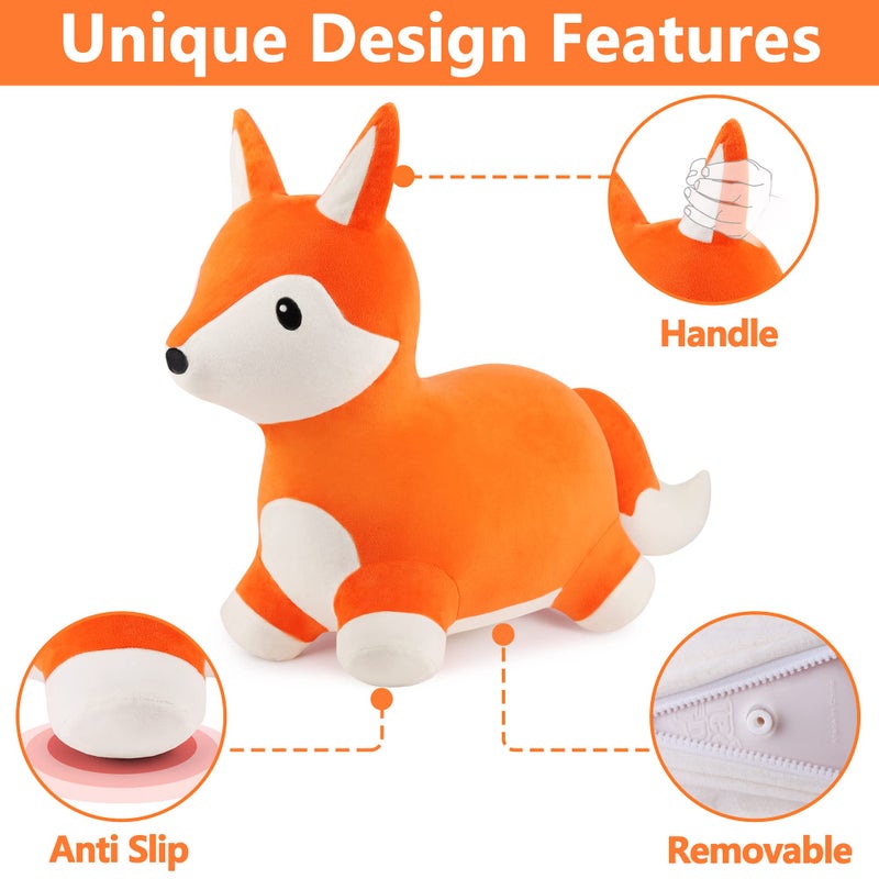 iPlay, iLearn Bouncy Pals Fox Hopping Horse, Plush Inflatable Animal Hopper, Indoor n Outdoor Ride on Jumping Bounce Toys, Birthday Gift for 18 Months 2 3 4 5 Year Old Kids Toddlers Boys Girls - Image 5