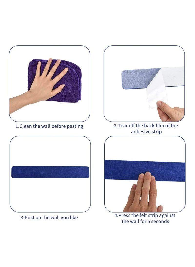 8Pcs Blue Cork Board Bar Strips with 35 Pushpins, Self-Adhesive Bulletin Board Strips No Damage for Wall, Felt Pin Board for Paste Notes, Photos, Schedules Office Decor - Image 3