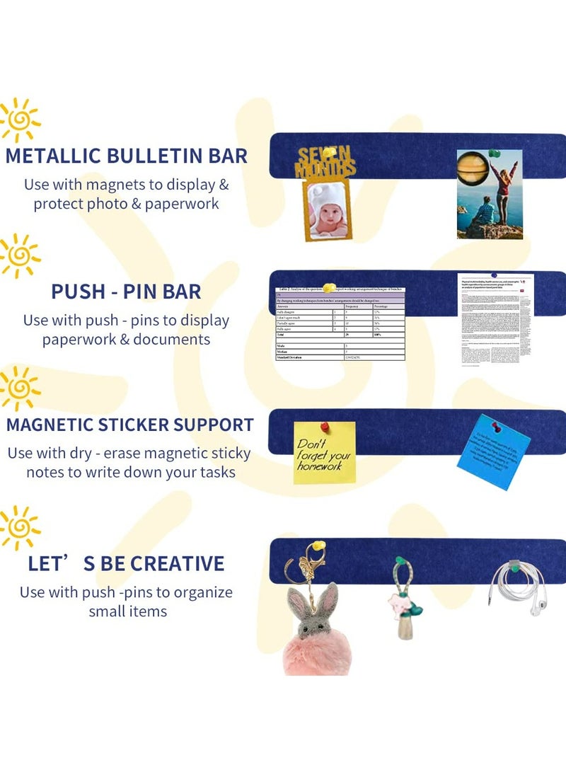 8Pcs Blue Cork Board Bar Strips with 35 Pushpins, Self-Adhesive Bulletin Board Strips No Damage for Wall, Felt Pin Board for Paste Notes, Photos, Schedules Office Decor - Image 4