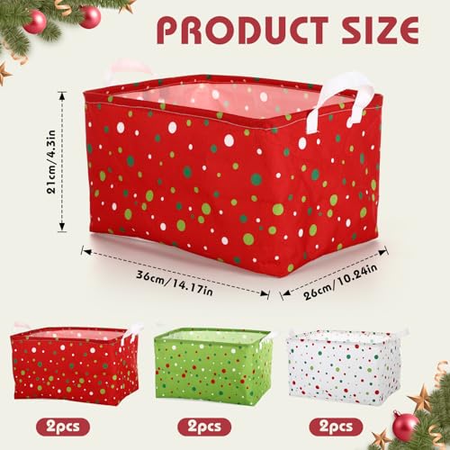 LemonRoad 6 Pcs Storage Bin Baskets Christmas Candy Themed Shelf Baskets Rectangular Foldable Clothes Washing Bin for Xmas Holidays Bedroom Classroom Home Shelves - Image 3