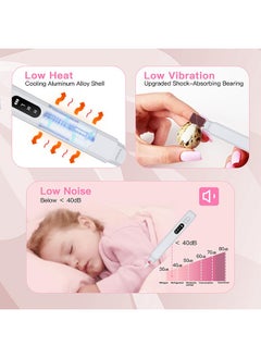 MAANGE Electric Nail Drill Kit, 3 Speeds Rechargeable Nail File Machine, Cordless Hand Foot Care Tool with Nail Drill Bits for Polishing Shape Tools (White)  - Image 3