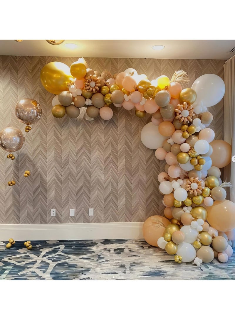 Rose Gold Balloon Arch Kit Nude Light Pink Gold Confetti Party Balloon Garland Metallic Pink White Pastel Orange Balloons for Women Princess Baby Shower Bridal Wedding Brithday Party Decor - Image 4
