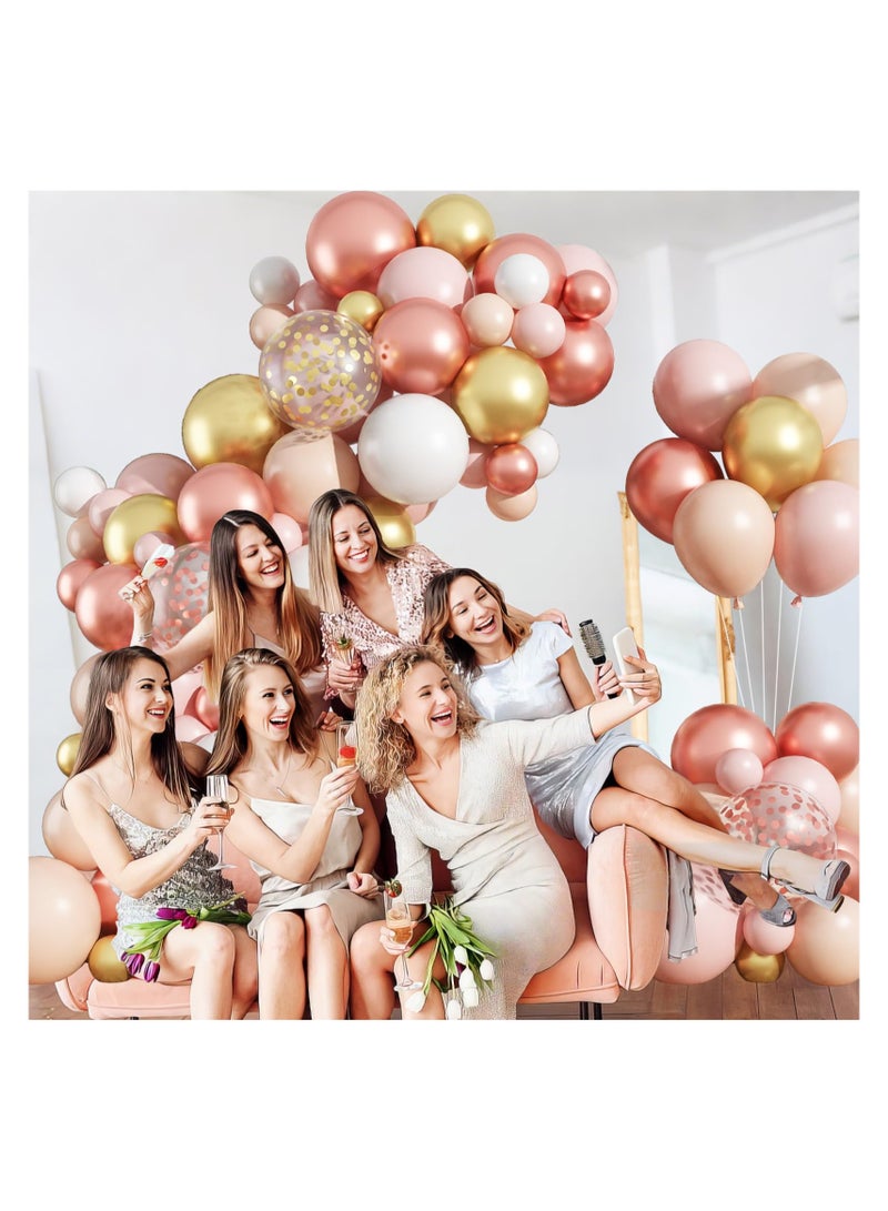 Rose Gold Balloon Arch Kit Nude Light Pink Gold Confetti Party Balloon Garland Metallic Pink White Pastel Orange Balloons for Women Princess Baby Shower Bridal Wedding Brithday Party Decor - Image 5