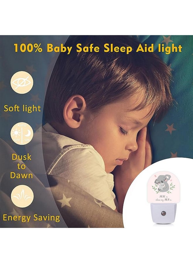 Axxitude Axxitude Cute Koala Mom and Baby Night Lights Plug into Wall for Girls Boys Room,Night Light LED Lamp Dusk to Dawn Sensor Round Lamp for Bedroom Bathroom Hallway Home Wall Decor Nightlight - Image 4