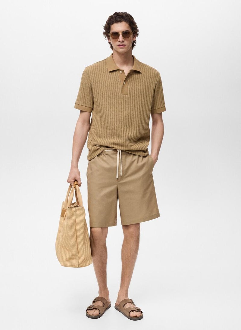 Linen Bermuda Shorts With Drawstring