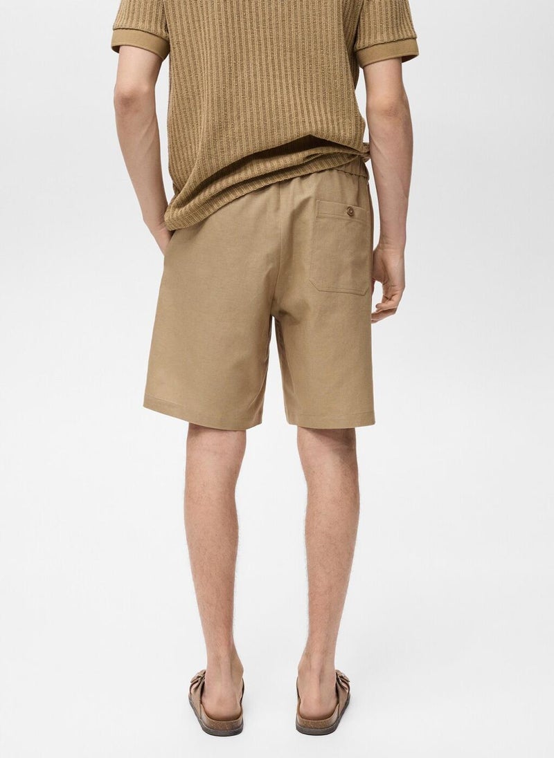 Linen Bermuda Shorts With Drawstring