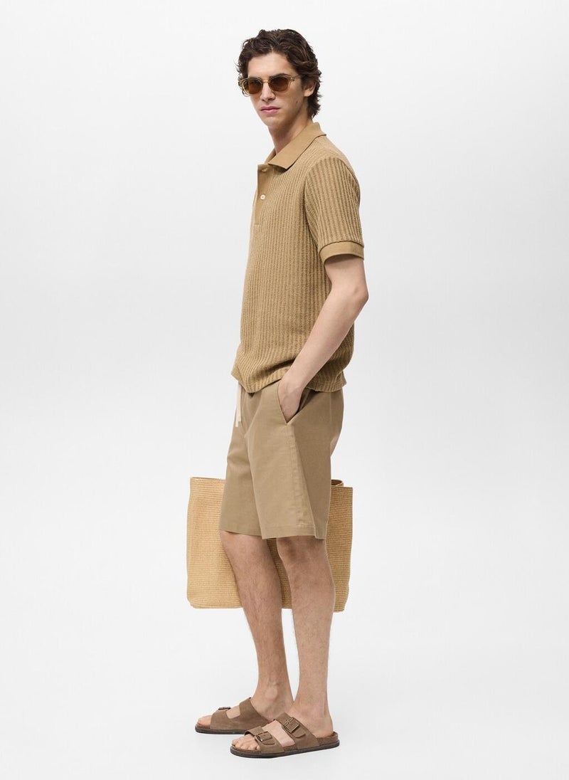 Linen Bermuda Shorts With Drawstring