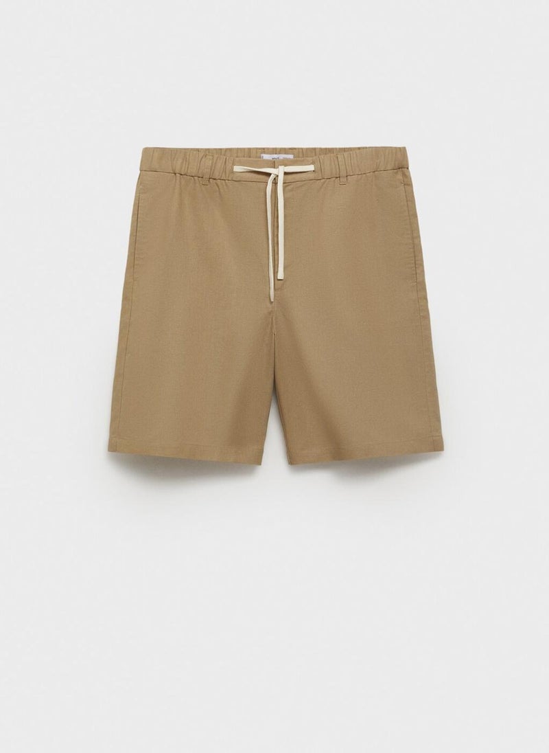 Linen Bermuda Shorts With Drawstring