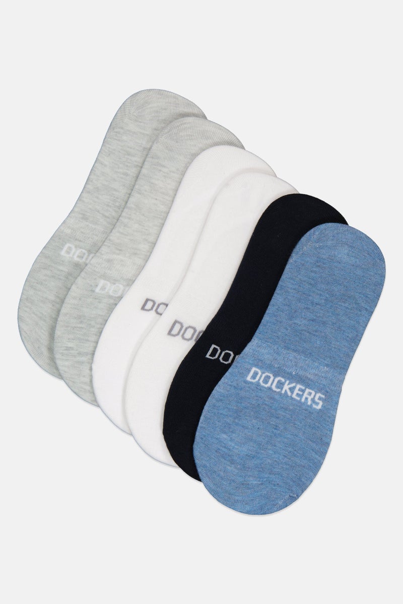 DOCKERS Men 6 Pairs Brand Logo Silicone Heel Grip Socks, Multicolor - Image 1