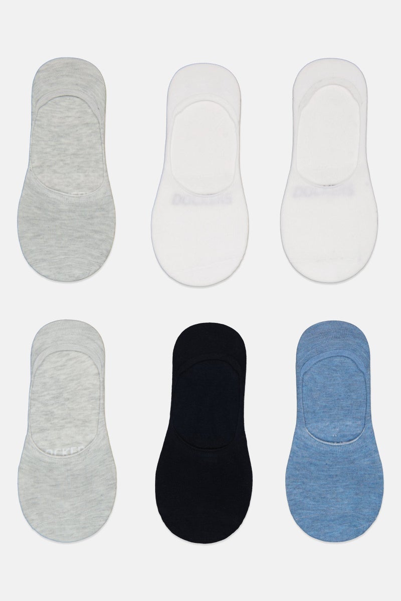 DOCKERS Men 6 Pairs Brand Logo Silicone Heel Grip Socks, Multicolor - Image 4