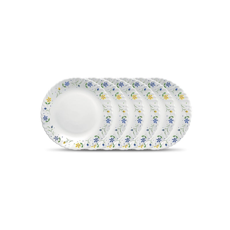 La Opala Diva Classique Collection Opal Glass Crockery | Quarter Plate Set of 6 | Twilight Bouquet Design | for Snacking & Gifting | Microwave Safe | 100% Vegetarian | Extra Strong | Light & White - Image 5