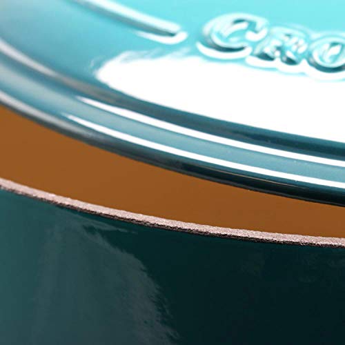 Crock-Pot Artisan Oval Enameled Cast Iron Dutch Oven, 7-Quart, Teal Ombre - Image 4