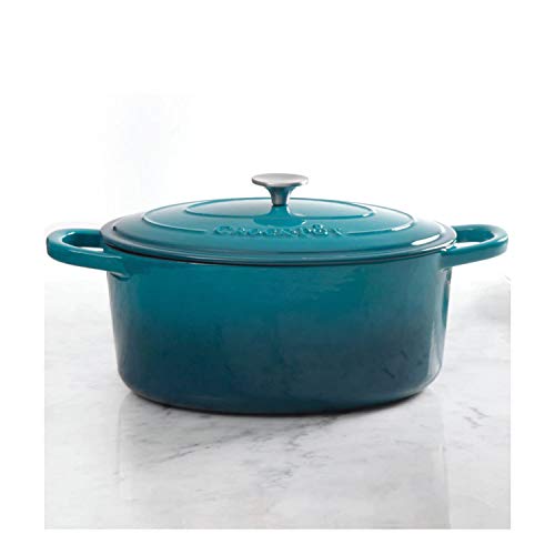 Crock-Pot Artisan Oval Enameled Cast Iron Dutch Oven, 7-Quart, Teal Ombre - Image 2