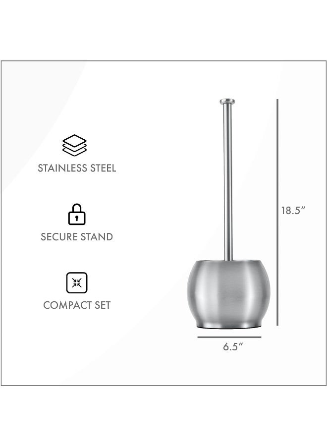 ToiletTree Products Stainless Steel Plunger  Heavy Duty Toilet Bowl Plunger with Holder for Bathroom Essentials and House Cleaning Tools  Stainless Steel 65 x 65 x 185 - Image 1