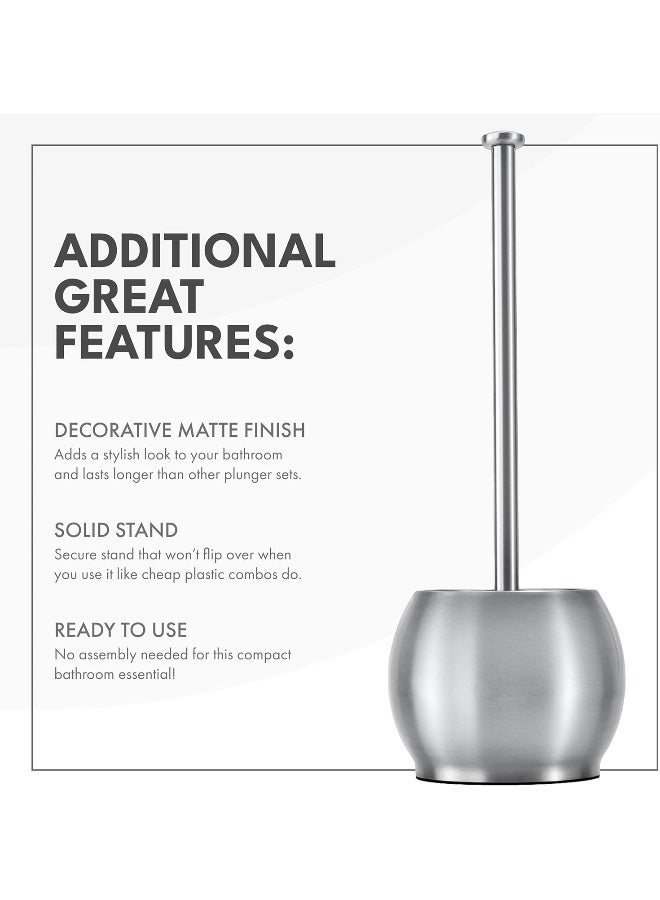 ToiletTree Products Stainless Steel Plunger  Heavy Duty Toilet Bowl Plunger with Holder for Bathroom Essentials and House Cleaning Tools  Stainless Steel 65 x 65 x 185 - Image 3