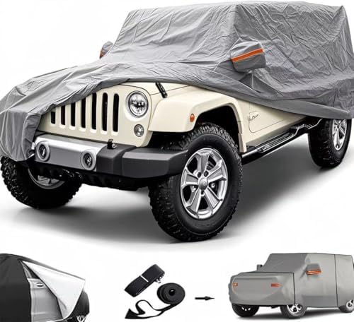 Big Ant Car Cover for Wrangler CJYJ TJ JK 4 Door All Weather Protection Waterproof SUV Cover Custom Fit for 19872021 Wrangler SUV with Driver Door ZipperGray