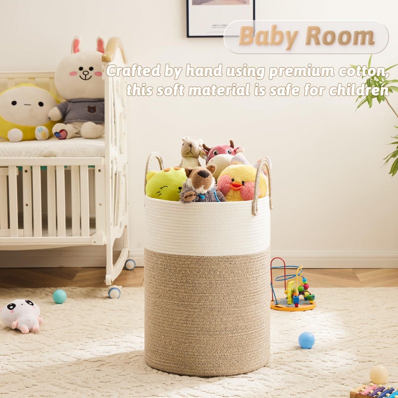 Artfeel Laundry Basket,Woven Cotton Rope Laundry Hamper,100L for Decorative Storage of Dirty Clothes,Toys and Blankets in Bathroom,Baby Room and Living Room - Image 3