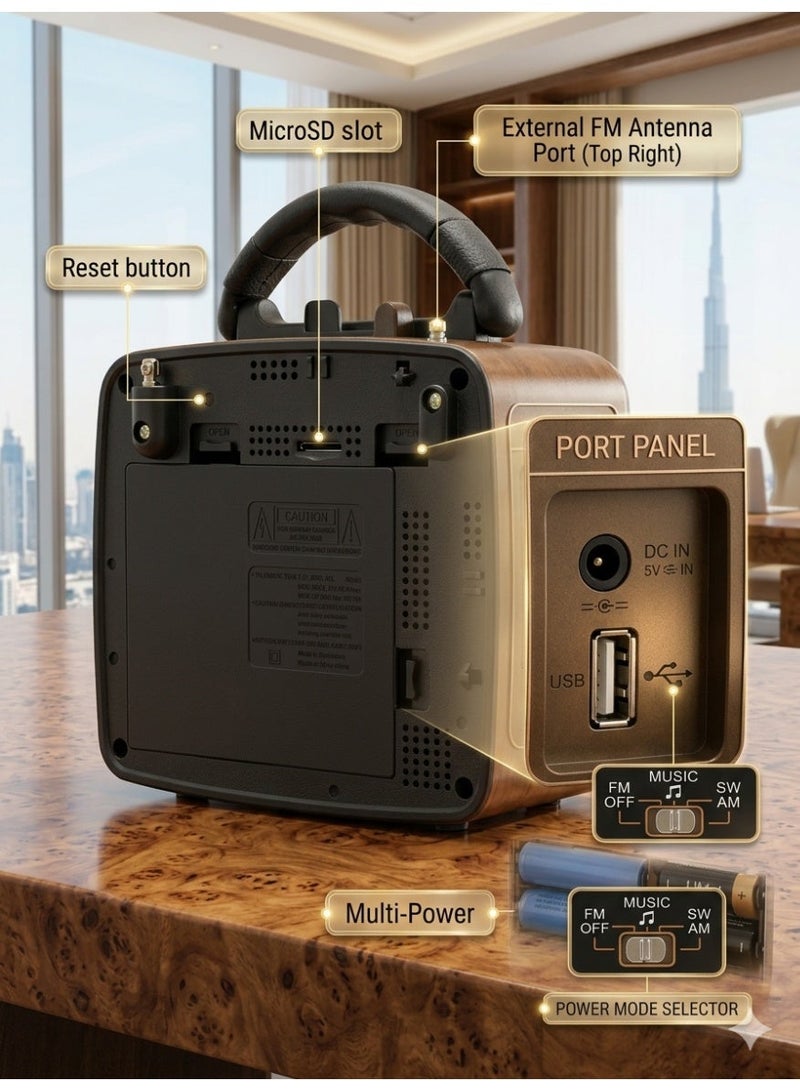 Golon Portable Bluetooth Radio AM FM SW 3 Band Wireless Speaker USB MP3 Player Rechargeable Retro Transistor TF Card Slot Shortwave Battery Operated Bass Loudspeaker Indoor Outdoor High Sensitivity - Image 5