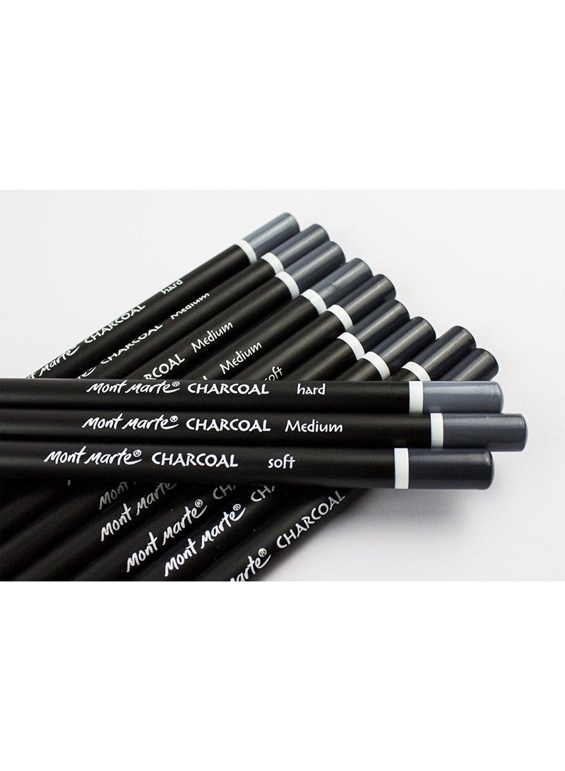 Mont Marte Charcoal Pencils Set Black - 12 Pieces - Drawing Charcoal in Different Hardness Levels - Drawing Pencils for Sketches and Impressive Drawings - Image 4