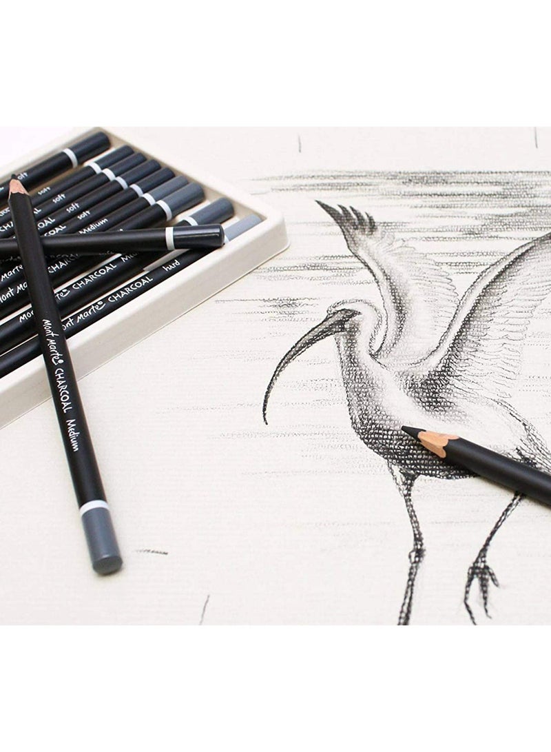 Mont Marte Charcoal Pencils Set Black - 12 Pieces - Drawing Charcoal in Different Hardness Levels - Drawing Pencils for Sketches and Impressive Drawings - Image 3