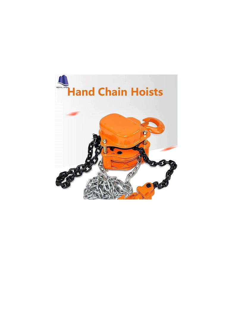 Manual Chain Block Hoist Come Along 1 TON 1100 LBS Cap 3 Metre Lift 2 Heavy Duty Hooks Commercial Grade Steel for Lifting Pulling Construction Building Garage Warehouse Automotive Machinery  - Image 2