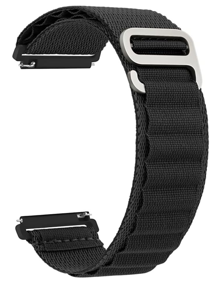 Alpine Loop 22mm Compatible With Huawei GT3 Pro 46MM 2023, Durable Sport Nylon Strap With Titanium G Hook  Black - Image 1