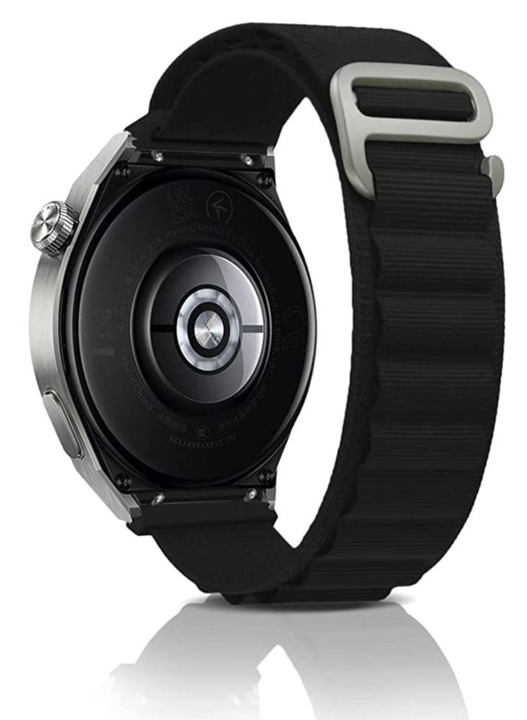 Alpine Loop 22mm Compatible With Huawei GT3 Pro 46MM 2023, Durable Sport Nylon Strap With Titanium G Hook  Black - Image 5