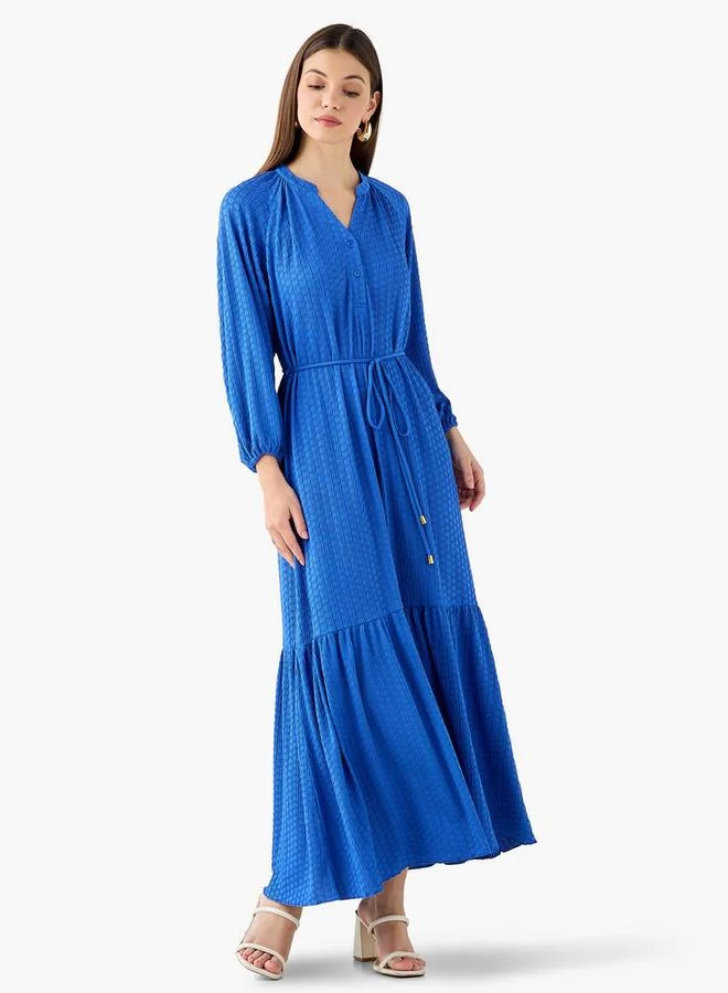 سبلاش فيڤ Textured Maxi Women Dress with Tie Up Detail