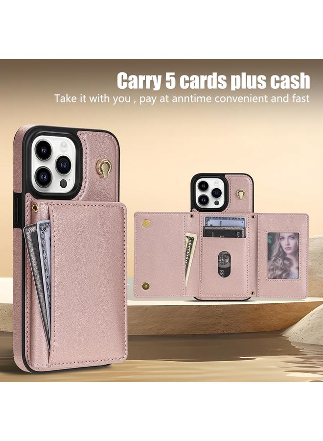 S-TOP Case For iPhone 16 Pro Max Three Fold Card Bag Phone Case with Long Lanyard - Image 3