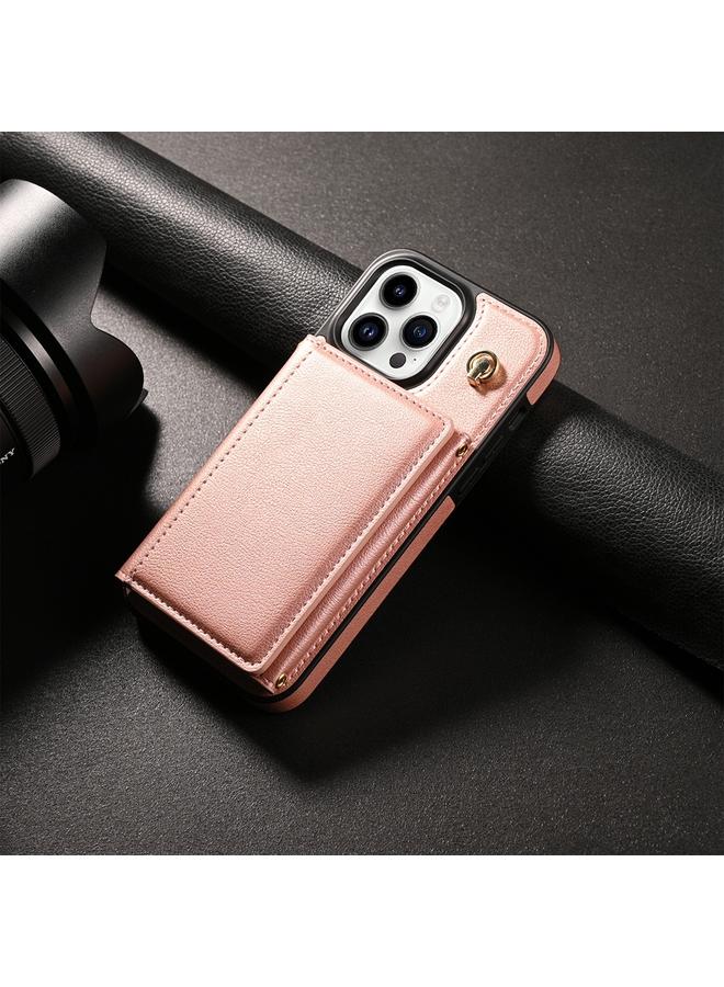 S-TOP Case For iPhone 16 Pro Max Three Fold Card Bag Phone Case with Long Lanyard - Image 2