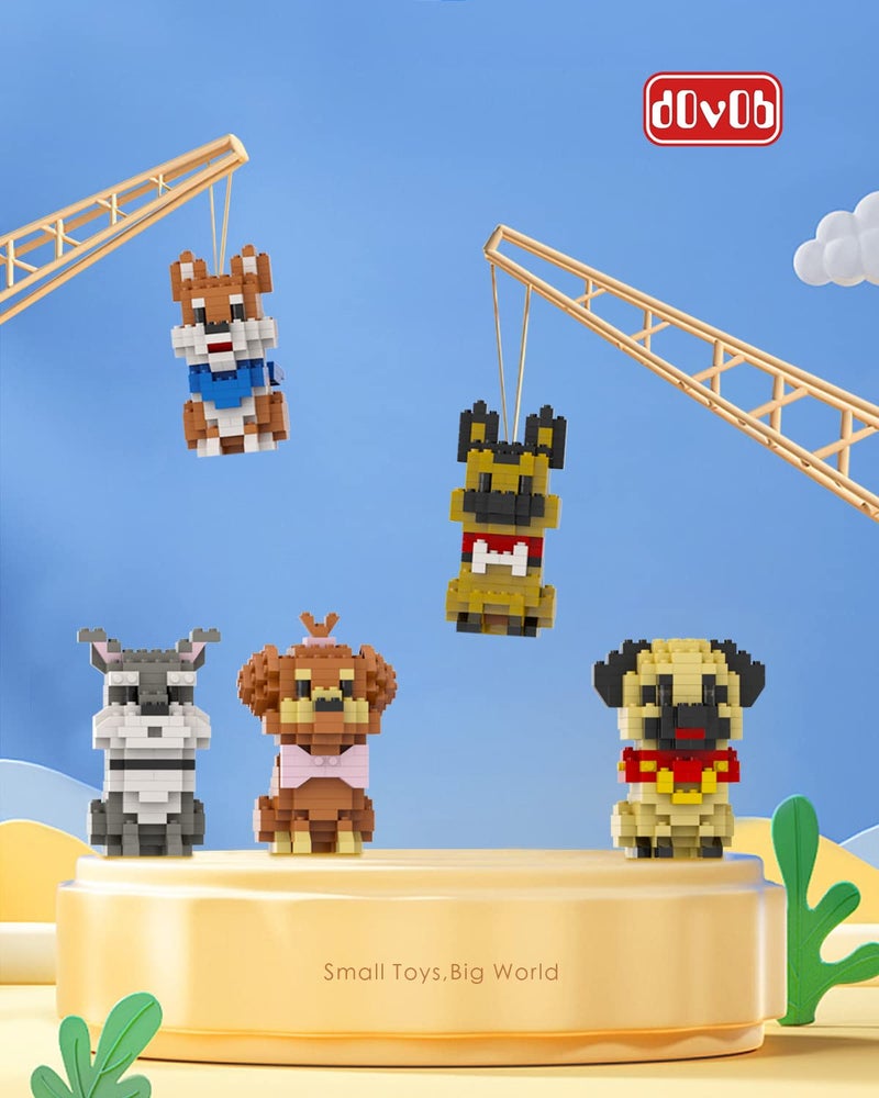 dOvOb Micro Mini Blocks 8 in 1 Dogs Set, 1616 Pieces Bricks, 3D Puzzle Collection Animal Model Toys as Gift for Adult or Kids - Image 5