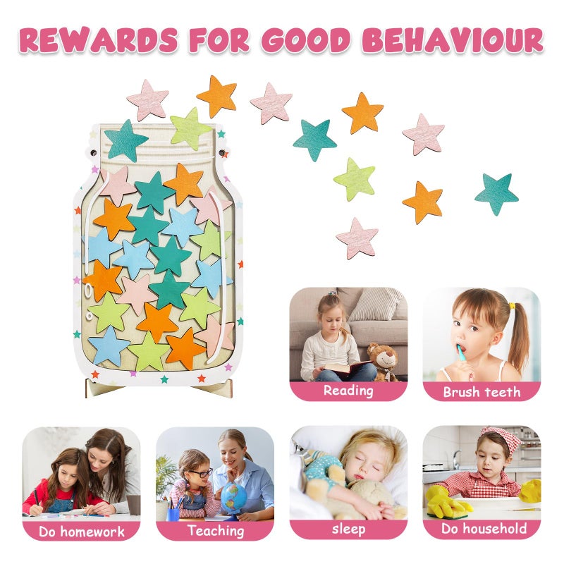 Pisngek Magnetic Reward Jar for Kids â€“ Star Jar Reward System, Behavior Classroom Incentive Jar with Fun Star Chart, Suitable for Teachers Parents (Mason Jar with Stars, Kids Motivational Tool) - Image 5