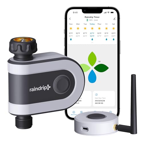 مؤقت رش المياه الذكي Raindrip R875CT مع واي فاي لاسلكي لمخرج الخرطوم لمؤقت حنفية الحديقة لنظام الري بالتنقيط متوافق مع ComboGHT رمادي
