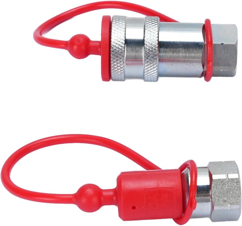 1/4 Inch NPT Hydraulic Quick Connect Coupler Set, High Pressure ISO7241 A Hardened Steel Quick Coupling, Steel Coupler with Dust Caps, Ideal for Hydraulic Systems - Image 4