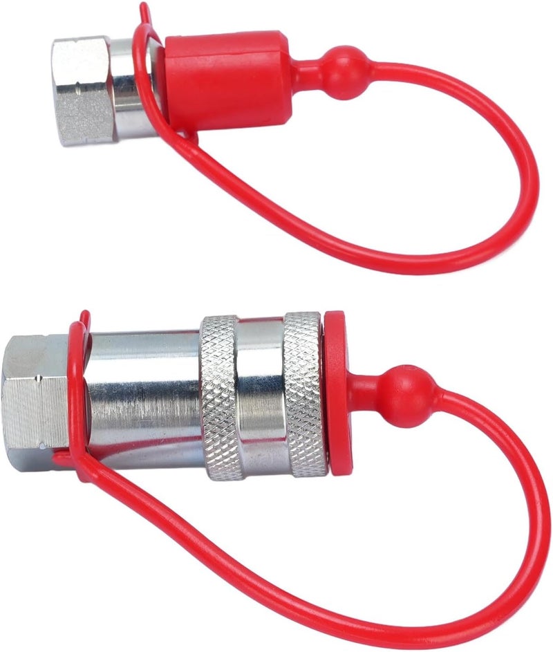 1/4 Inch NPT Hydraulic Quick Connect Coupler Set, High Pressure ISO7241 A Hardened Steel Quick Coupling, Steel Coupler with Dust Caps, Ideal for Hydraulic Systems - Image 1