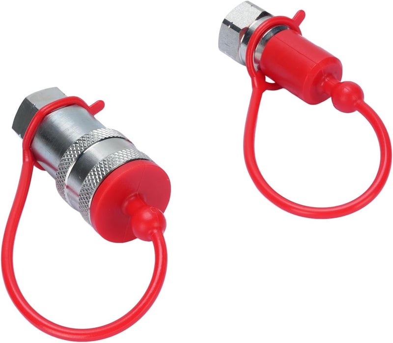 1/4 Inch NPT Hydraulic Quick Connect Coupler Set, High Pressure ISO7241 A Hardened Steel Quick Coupling, Steel Coupler with Dust Caps, Ideal for Hydraulic Systems - Image 5