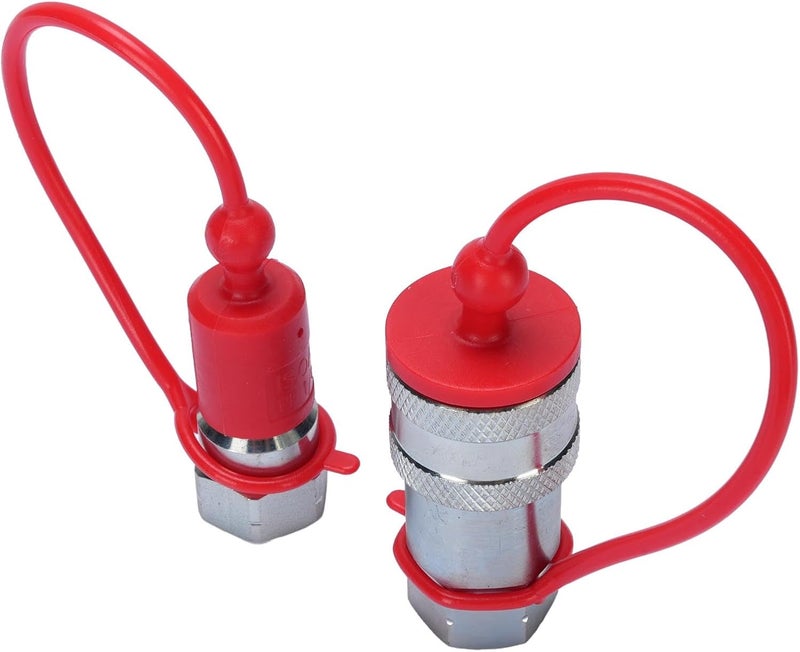 1/4 Inch NPT Hydraulic Quick Connect Coupler Set, High Pressure ISO7241 A Hardened Steel Quick Coupling, Steel Coupler with Dust Caps, Ideal for Hydraulic Systems - Image 3