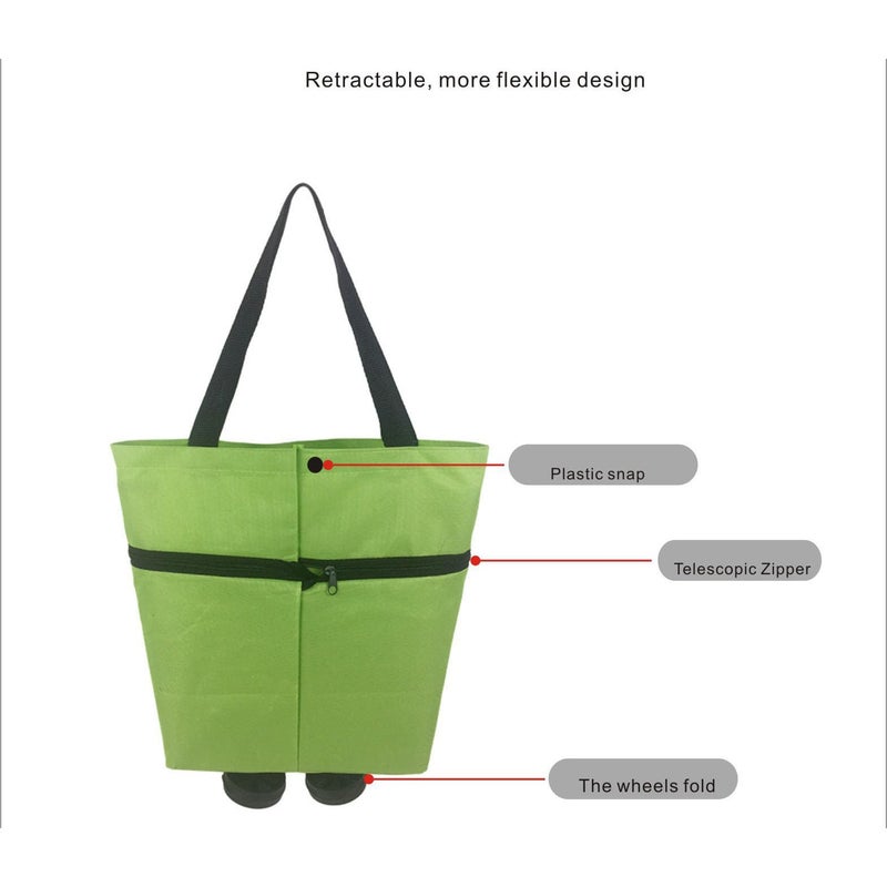 Swpato Reusable Grocery Bags with Waterproof Coating and Folding Wheels - Foldable Tote Bags for Shopping, Multi-Purpose Storage for Groceriesï¼ˆBlack - Image 3