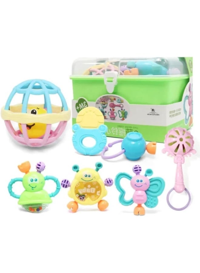 Baby Rattle & Teether Sensory Play Set (7 Pieces) - Safe & Stimulating Toys for Infant Development - Image 1