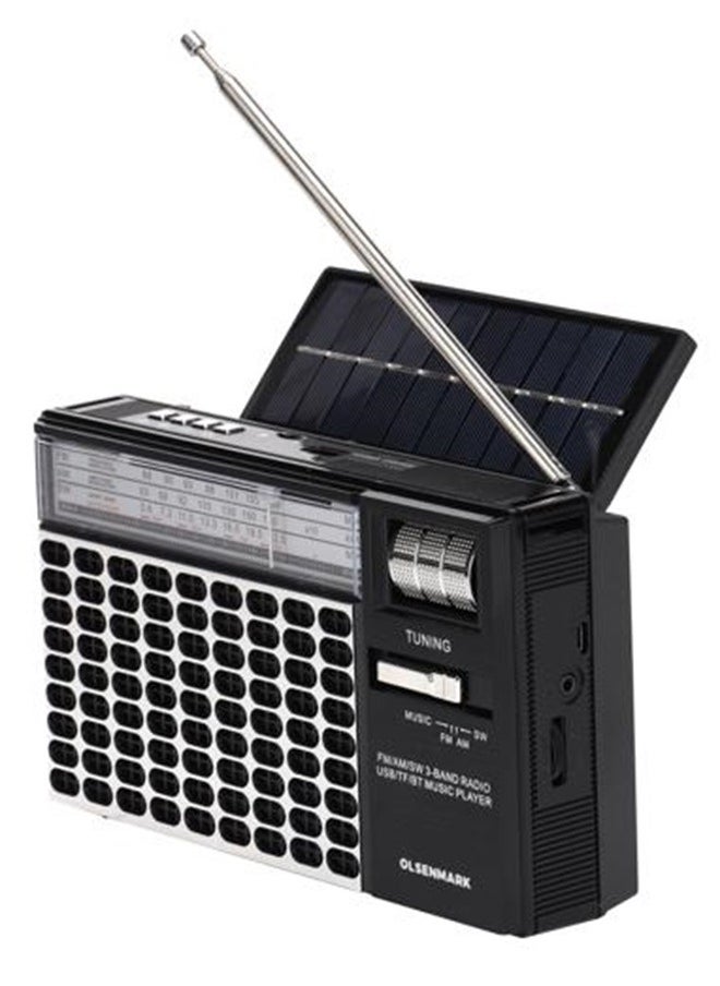 Rechargeable 3 Band Radio - Rechargeable Battery With Bluetooth USB/FM/Bluetooth/TF And MP3, Comfortable Handle, Karaoke Function OMR1276 Silver