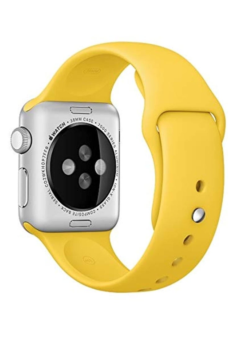 Generic - Sporty Band For Apple Watch Soft Silicone Replacement Strap Band For Apple Watch Series 1/2/3/4/5/6/7/Se Sizes 38mm/40mm/41mm (Yellow M/L - Image 1