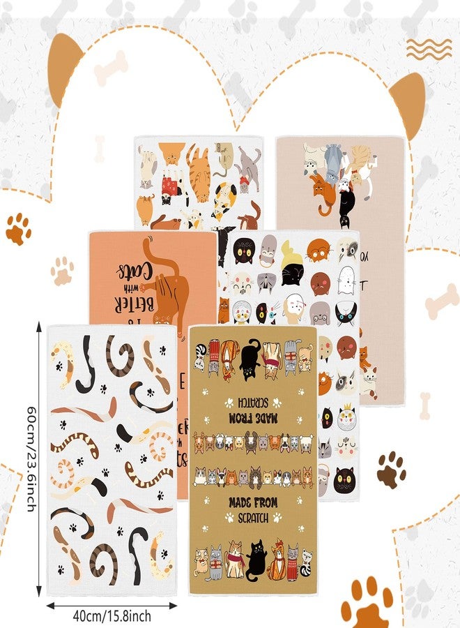 FuWeave 6 Pcs Kitchen Dish Towels Gifts for Women Farm Animal Dishcloth 16 x 24 Inches Farmhouse Tea Hand Towel Decorative for Bathroom Kitchen Housewarming Gifts(Cat) - Image 2