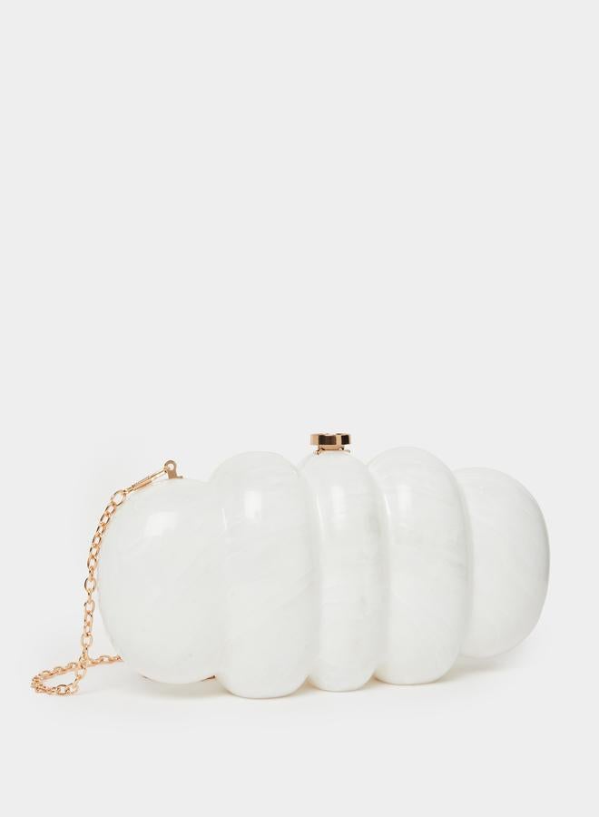 Styli White Acrylic Clutch with Chain Strap - Image 1