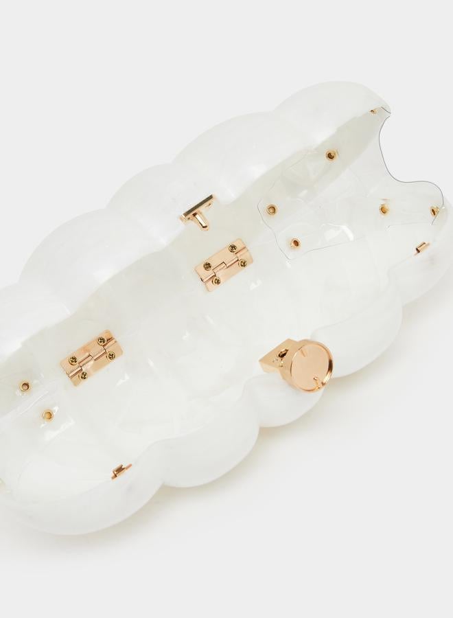 Styli White Acrylic Clutch with Chain Strap - Image 4
