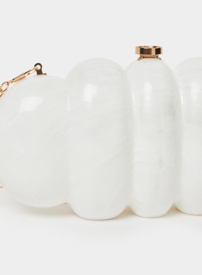 Styli White Acrylic Clutch with Chain Strap - Image 3