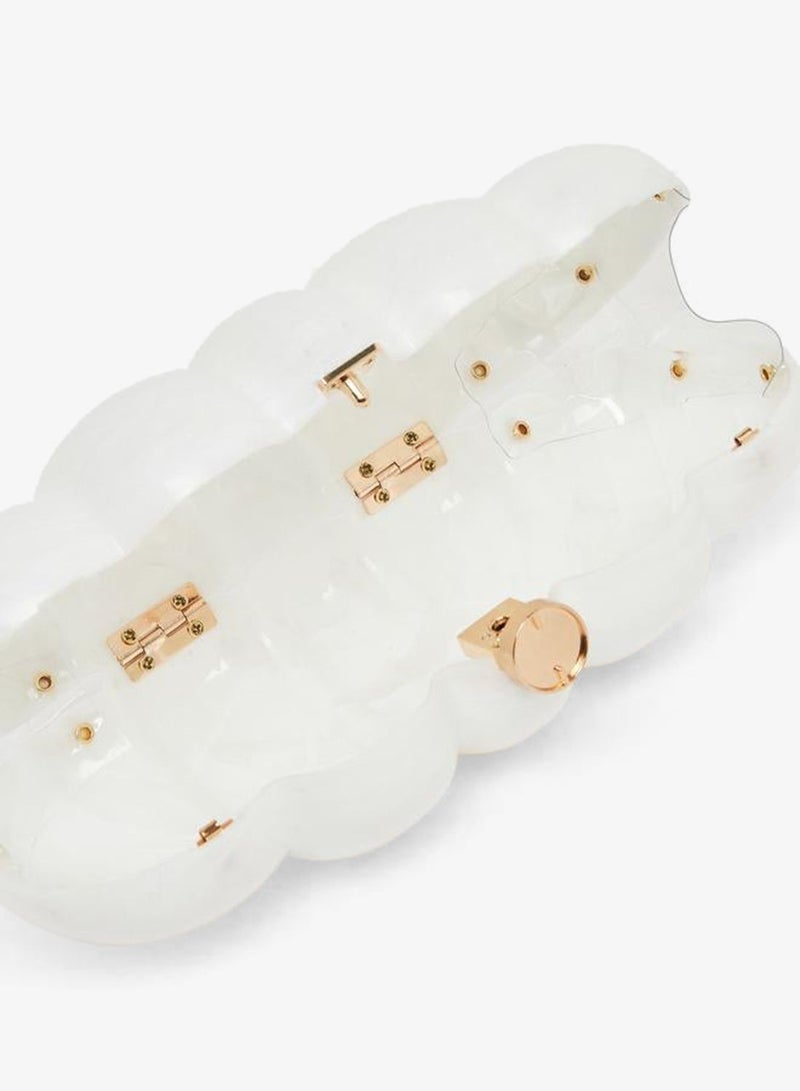 Styli White Acrylic Clutch with Chain Strap - Image 4