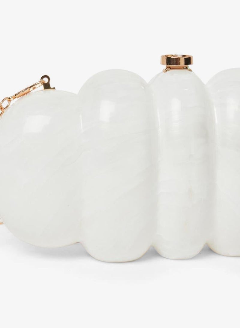 Styli White Acrylic Clutch with Chain Strap - Image 3