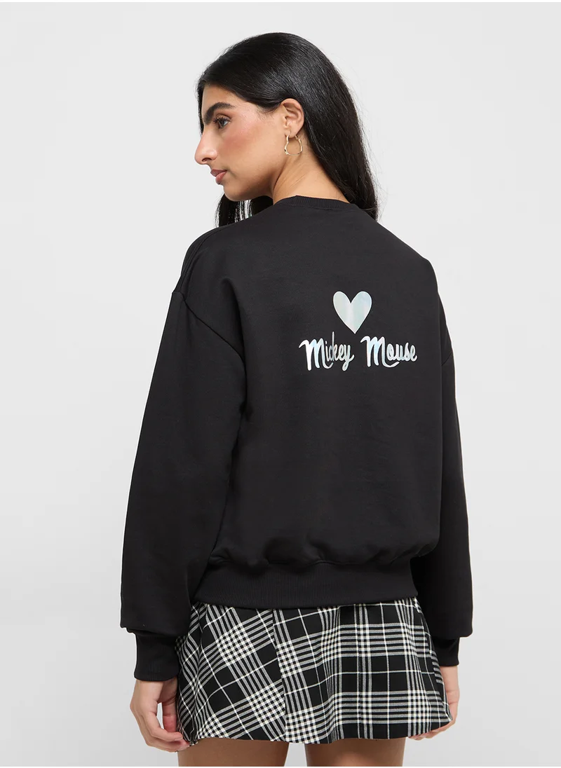 Disney Mickey Oversize Foil Print Sweatshirt