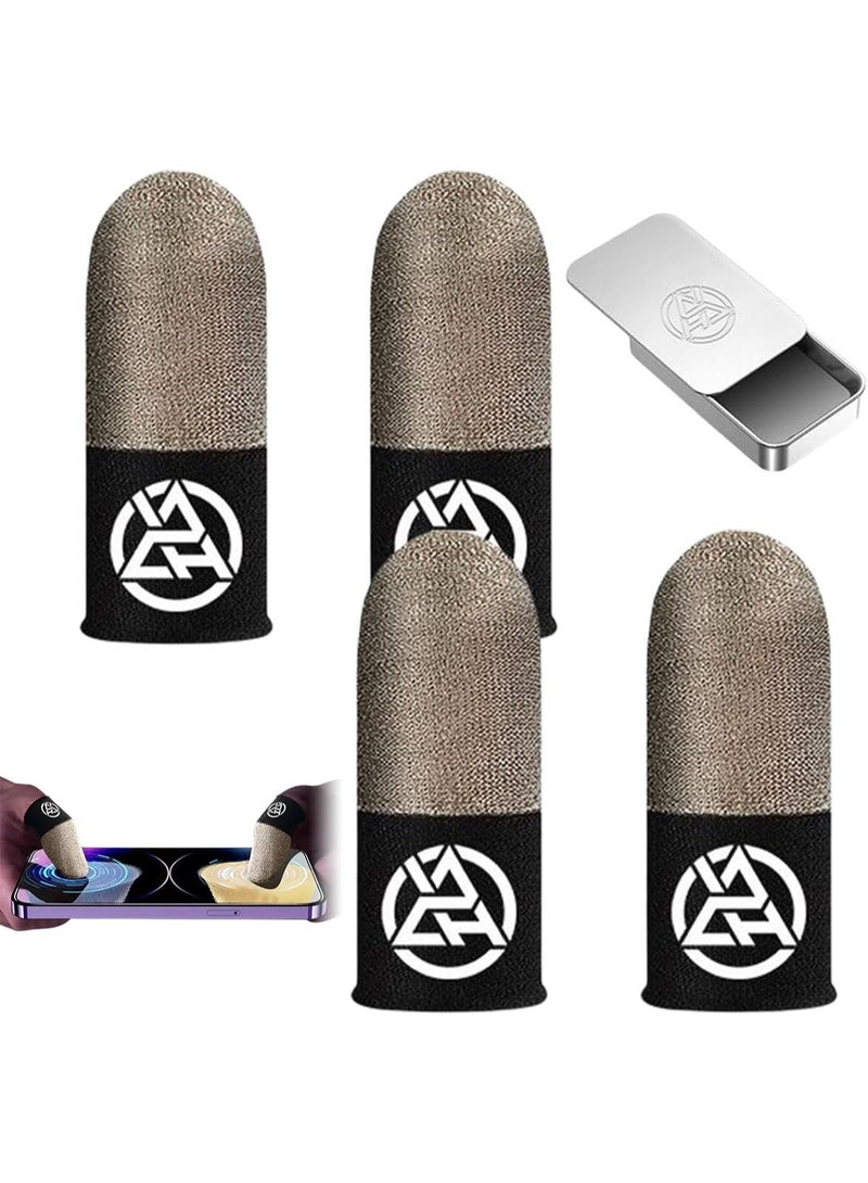 Pure Silver Fiber Gaming Finger Sleeves - High Sensitivity for PUBG Mobile & Free Fire - Anti-Sweat, Anti-Smudge, No Lag, Comfort Fit 2 Pairs（4pcs） - Image 1